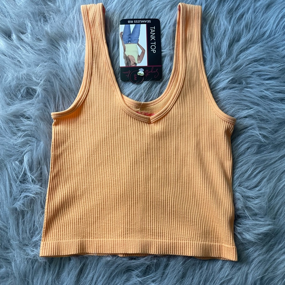 ☀️Orange Ribbed Tank Top